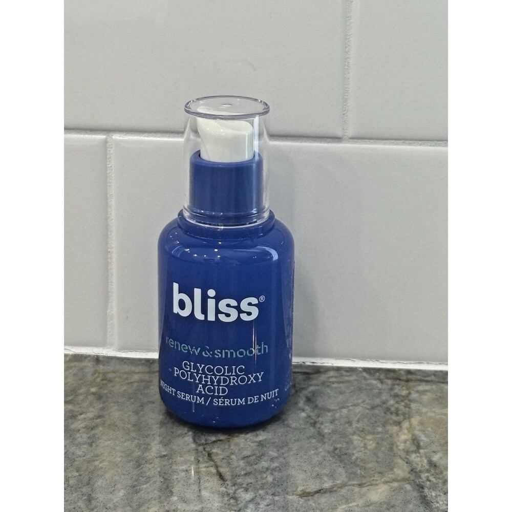 Bliss Renew Smooth Glycolic Night Serum 1oz PHA AHA Anti-Aging New Without Box